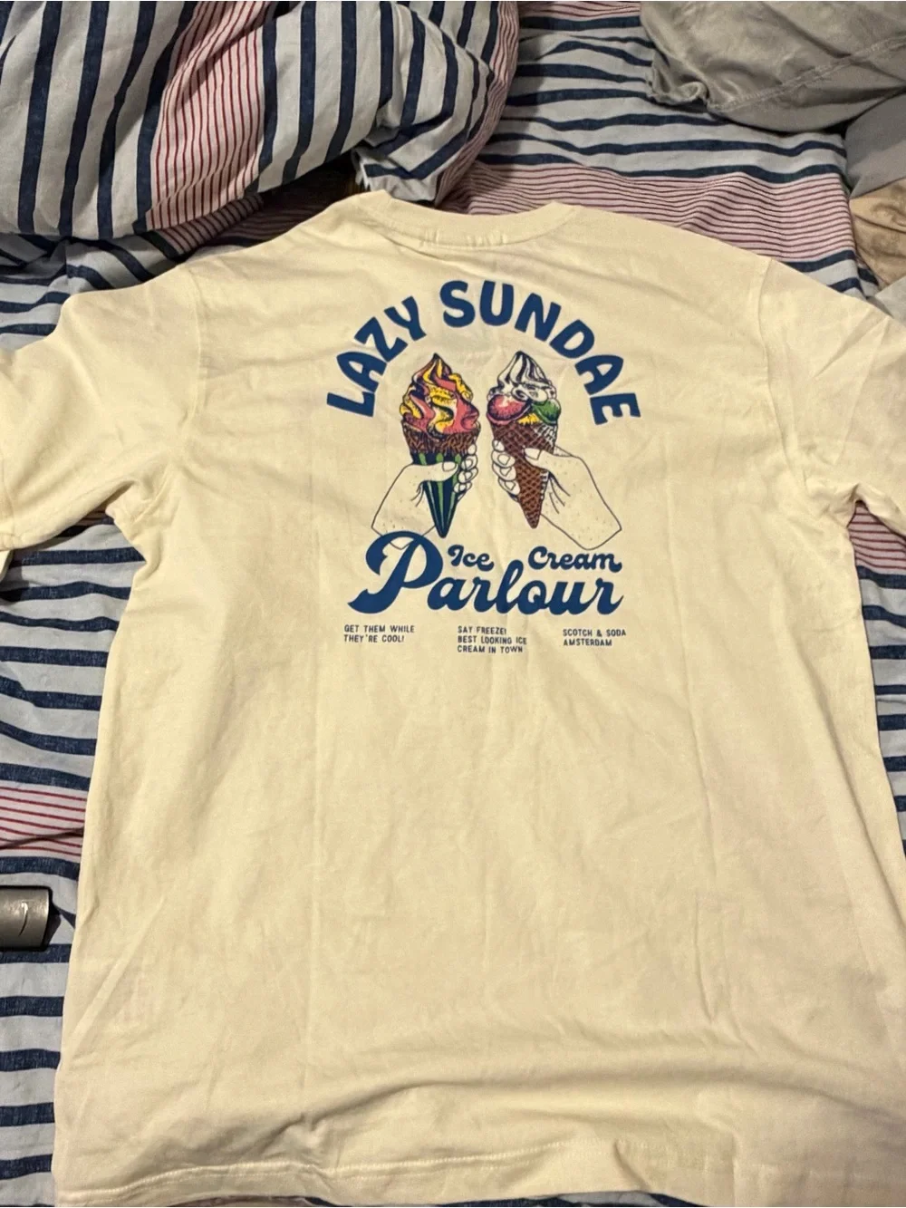 Scotch & Soda Lazy Sundae Ice Cream Parlour Cream Graphic Tee